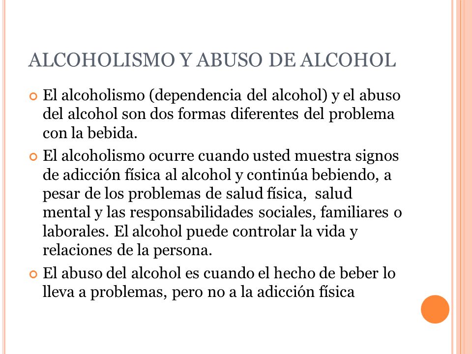 Las revocaciones y los consejos del alcoholismo